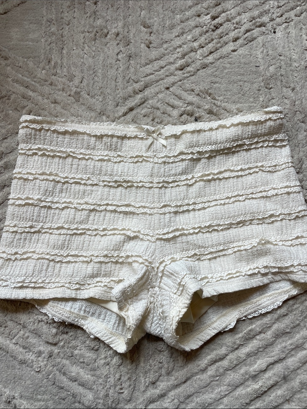 wild fable Cream Ruffle Lace Trim Shorts